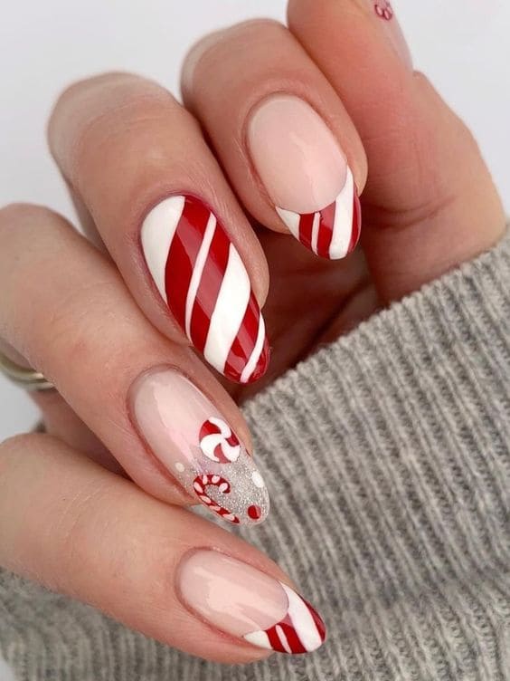 candy cane nails: peppermint 