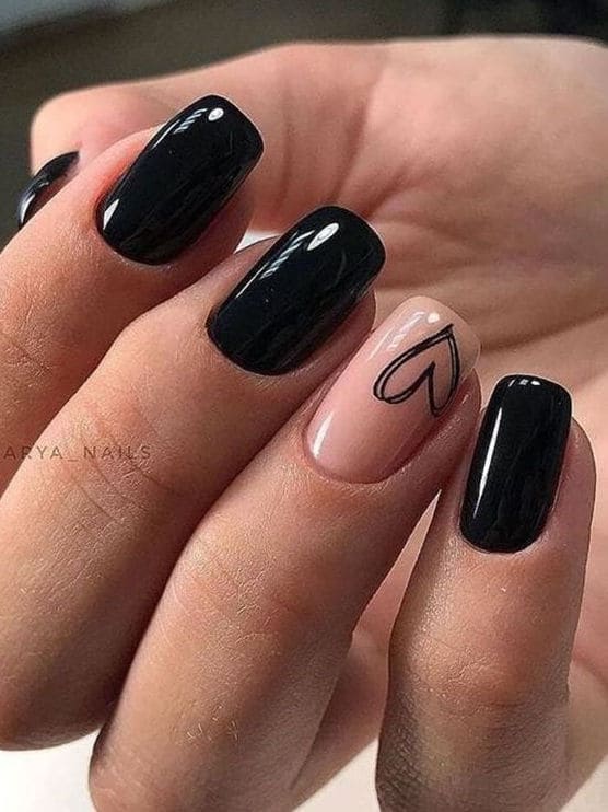 classic black nail art