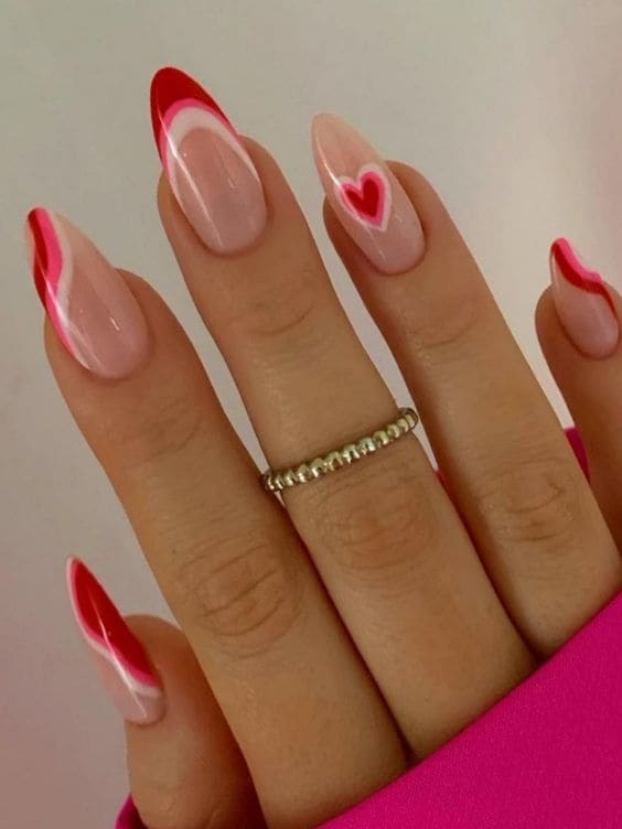 cute heart nails: French tips