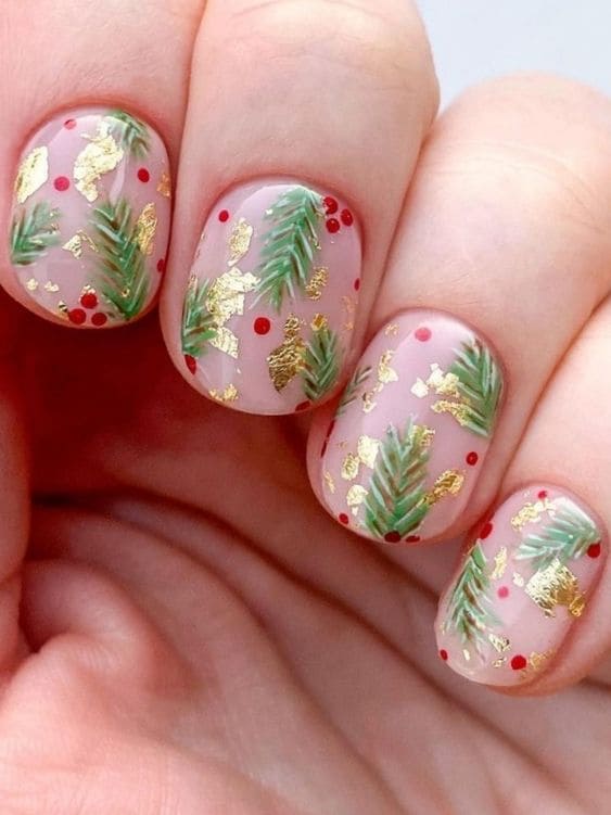 wreath mistletoe accent nails 