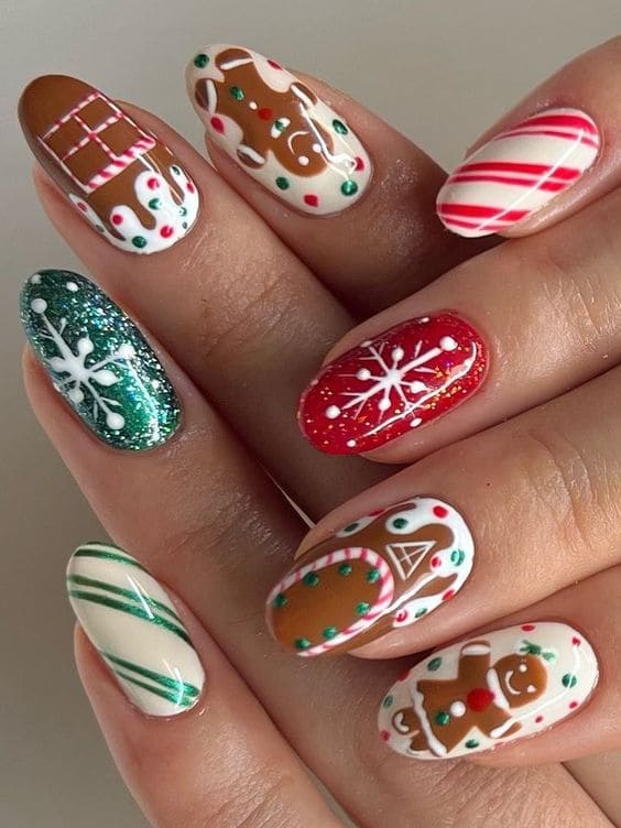 fun and festive mix and match nails