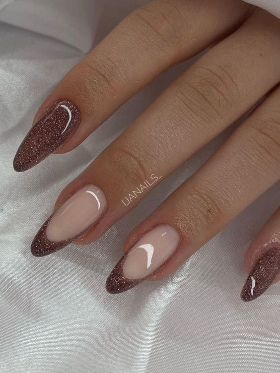 winter nail designs in shimmery brown