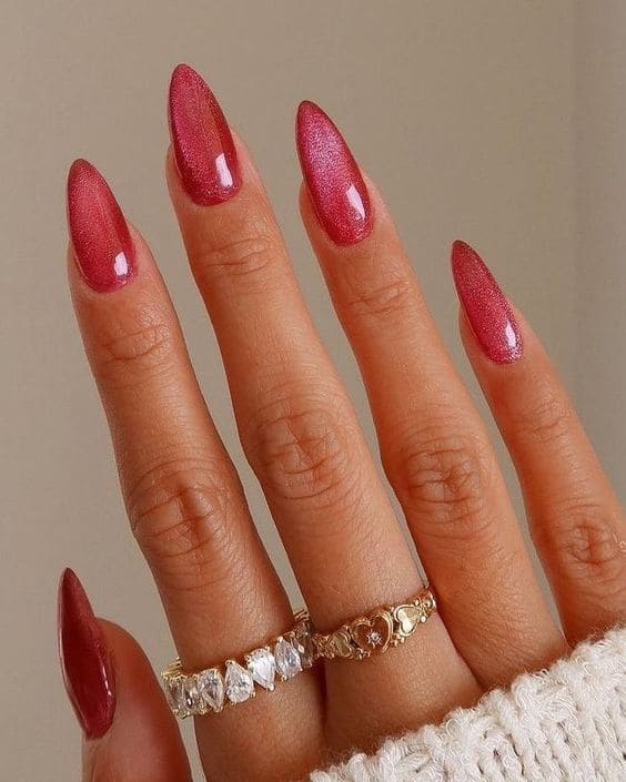 red cat eye nails