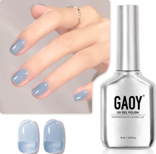 muted light blue jelly gel nail polish