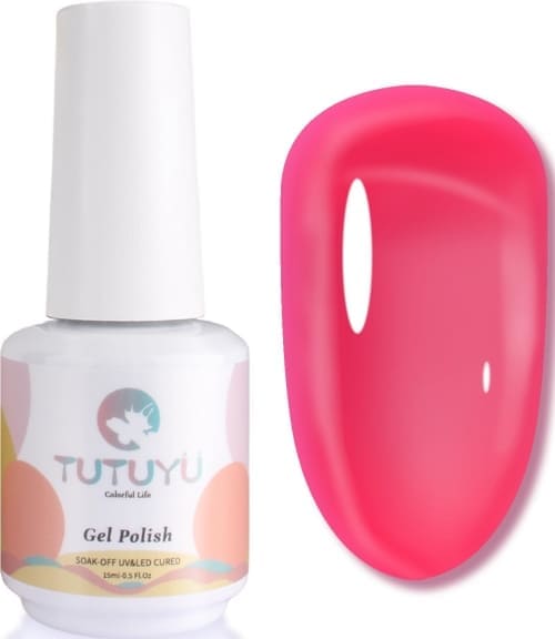 dark pink jelly gel nail polish