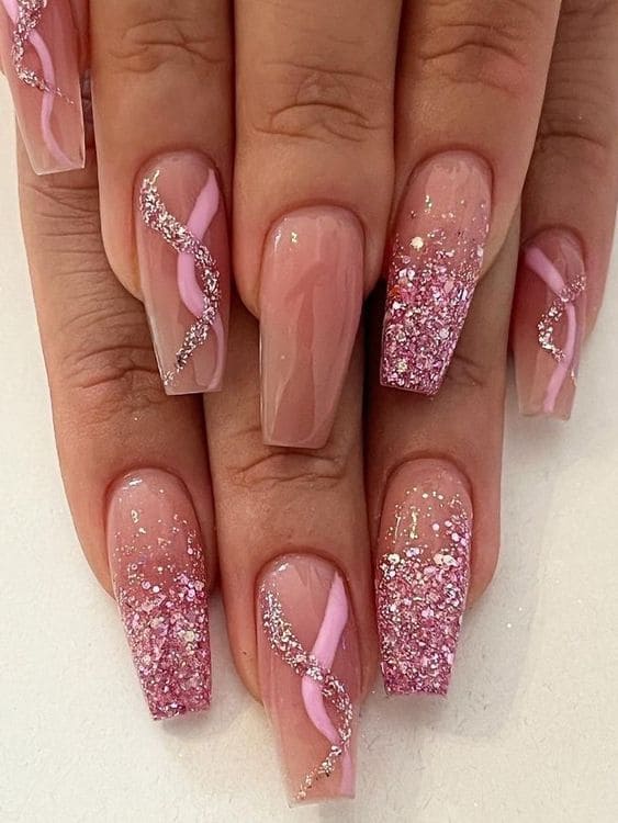 Pink Ombre With a Dazzling Diagonal