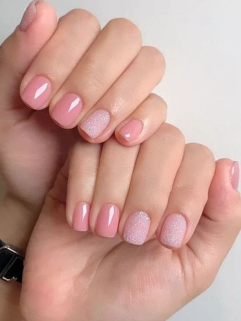 Korean Pink Glitter Nails: Pink Jelly Elegance With a Sugary Shimmer