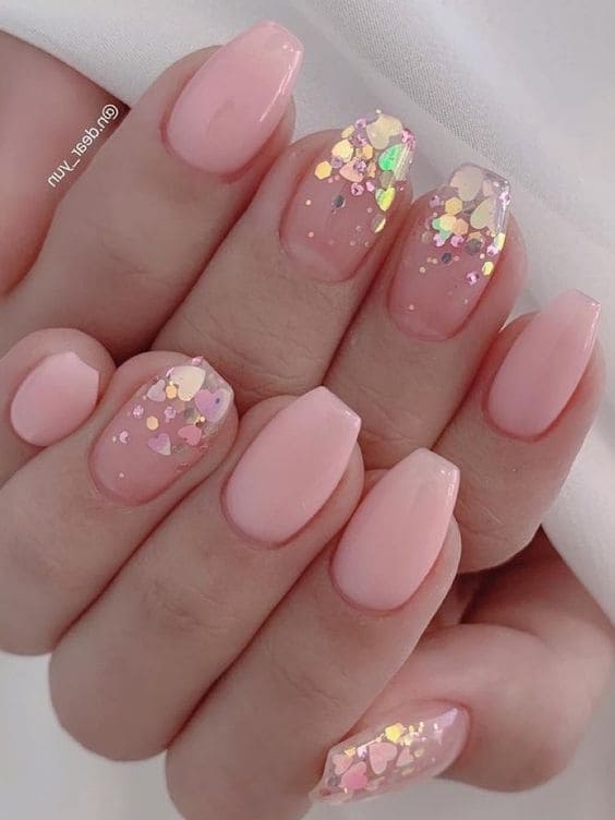 Korean Pink Glitter Nails: Soft Ombre With a Glittery Glow