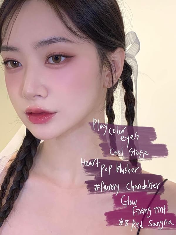 Korean soft makeup look: plum aesthetic 