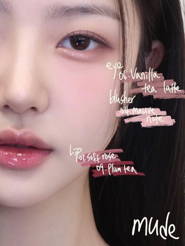 Korean soft makeup look: rosy glow
