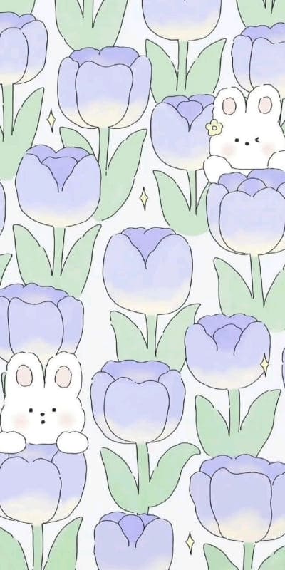 cute easter wallpaper: tulip and bunny