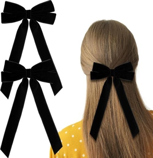 black hair ribbon clips