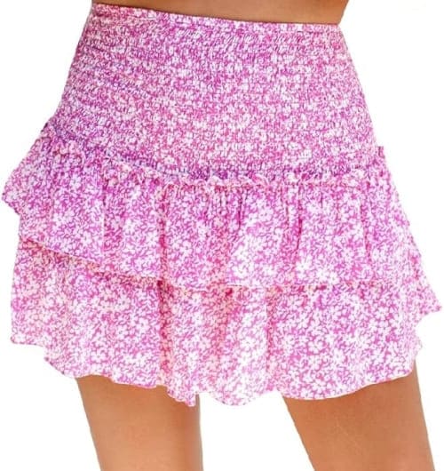 pink floral mini skirt 