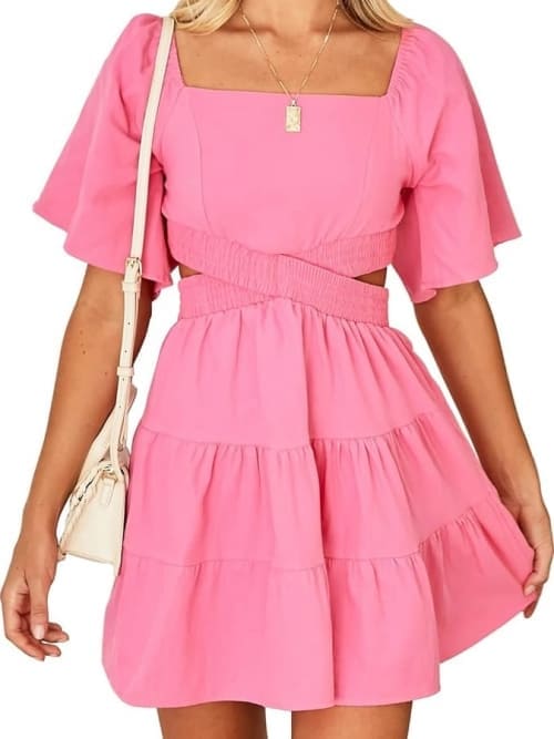 spring pink mini dress