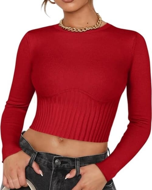 spring red sweater
