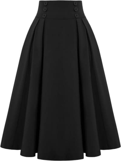 black pleated long skirt 