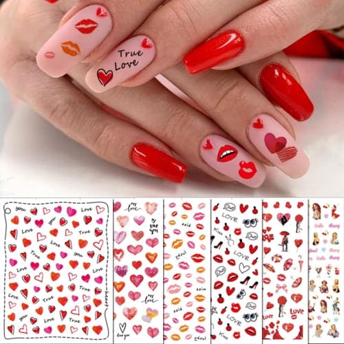 valentines day nail stickers kiss