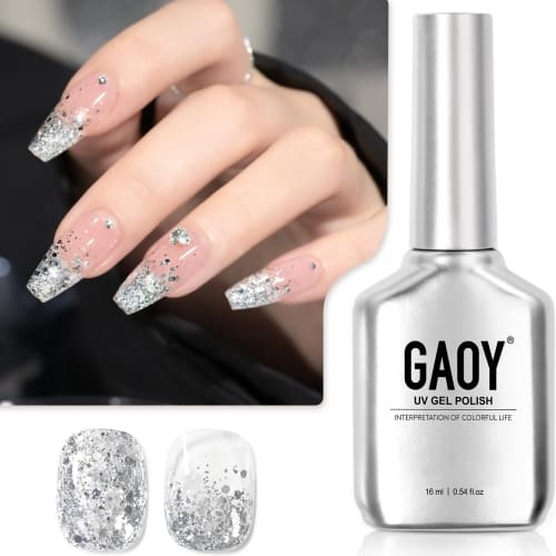 silver glitter gel nail polish