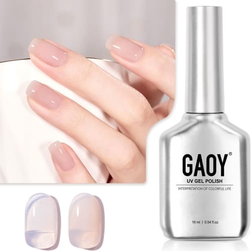 nude gray jelly gel nail polish