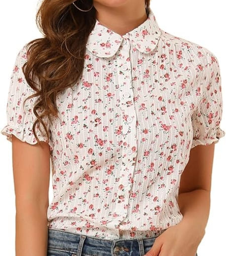 floral print short blouse 