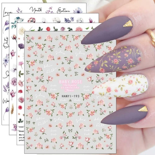 romantic rose nail stickers