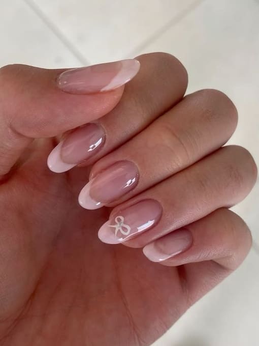coquette nails: baby pink French tips