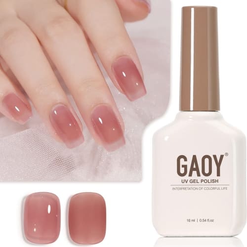 dusty rosy pink jelly gel nail polish