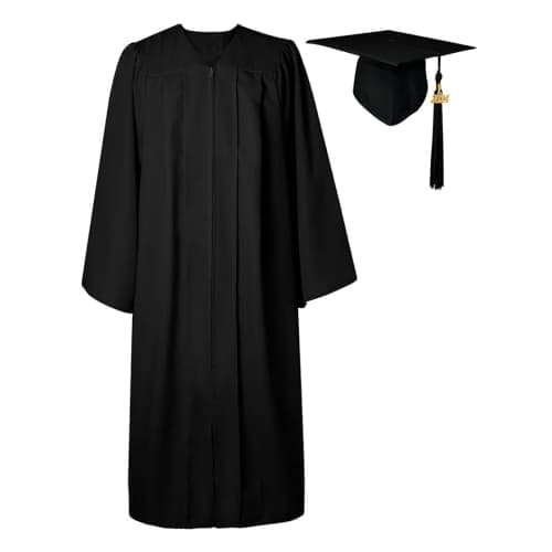 black graduation gown and cap