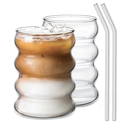 Drinking Glasses with Glass Straw