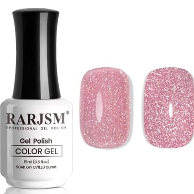 shimmery dusty pink gel nail polish