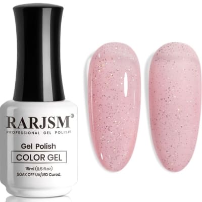 pastel pink glitter gel nail polish