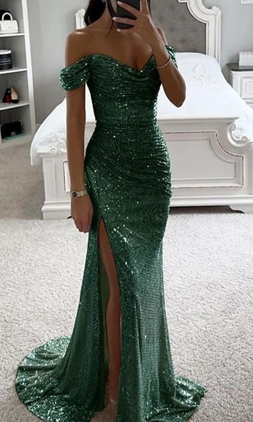 prom dress: green sequin 