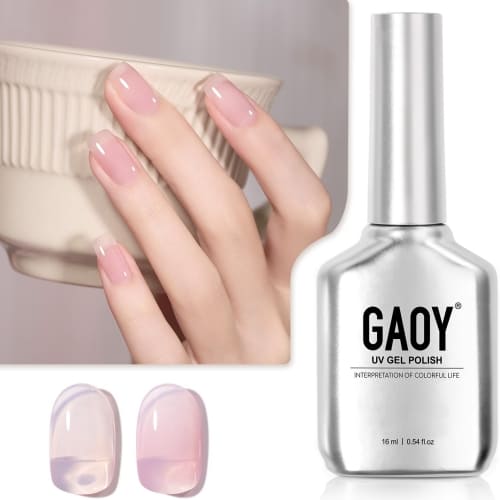sheer pale pink jelly gel nail polish
