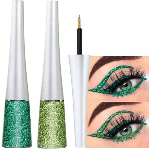 glittery green eyeliner
