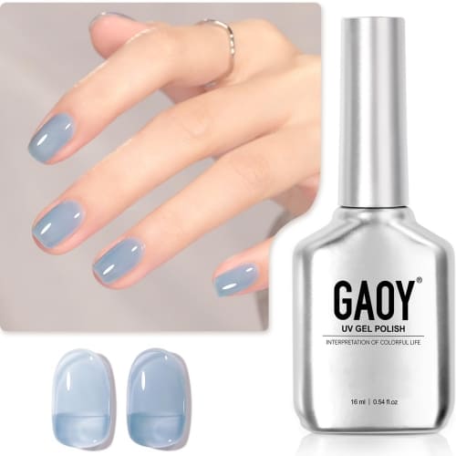 muted light blue jelly gel nail polish