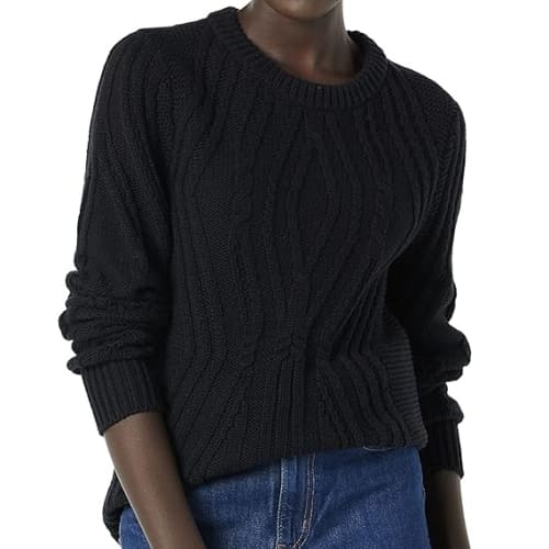black cable knit sweater