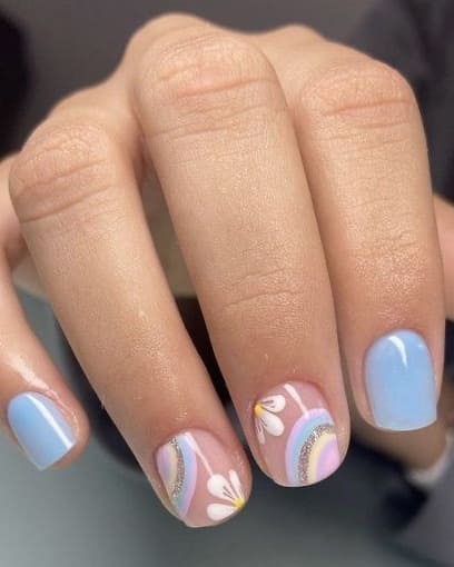 easter nail design: spring light blue 