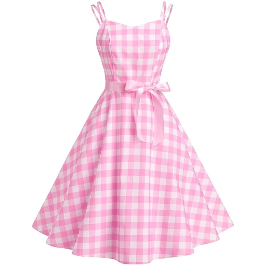pink check dress