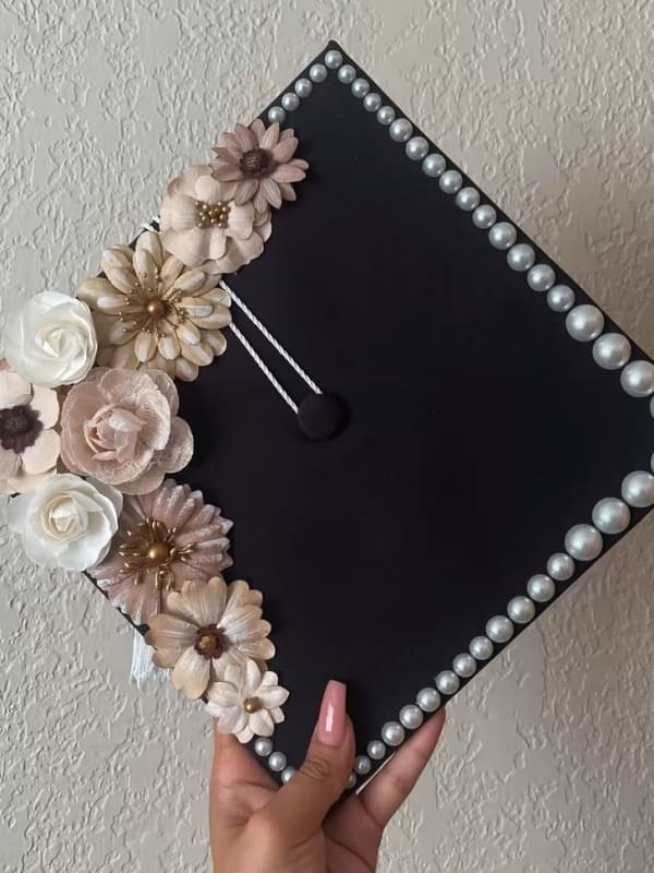 graduation cap: pearl embellishment
