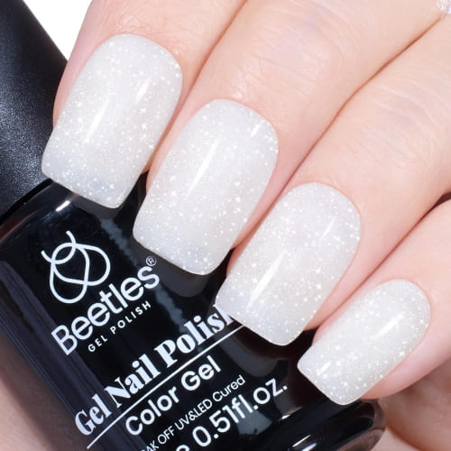 white glitter gel nail polish
