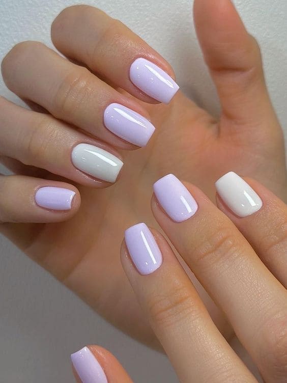 light purple nails: lilac and white 