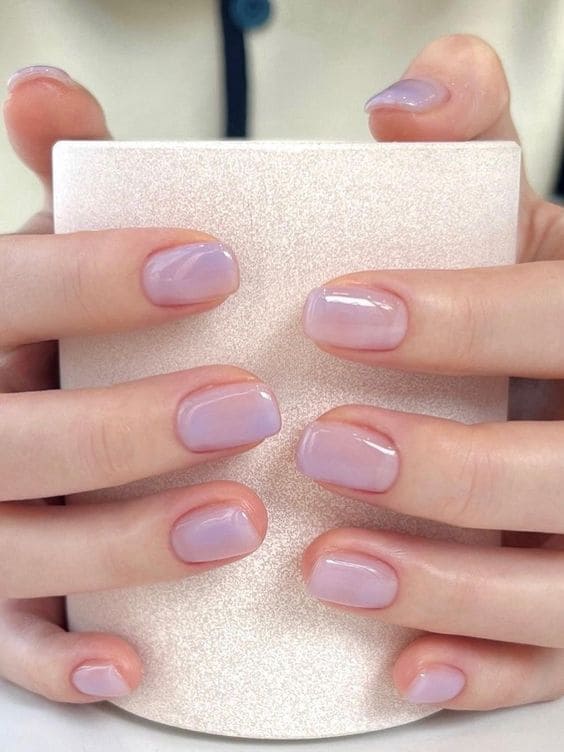 light purple nails: sheer base 