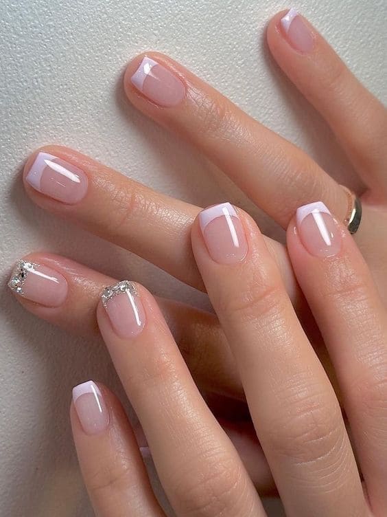 light purple nails: French tips
