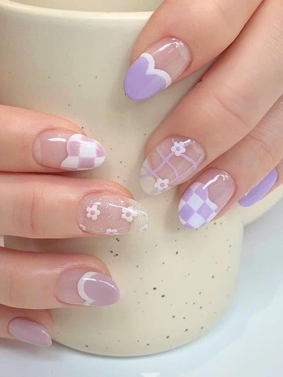 light purple nails: spring mix and match 