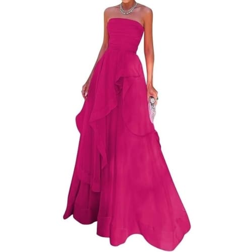 dark pink chiffon dress