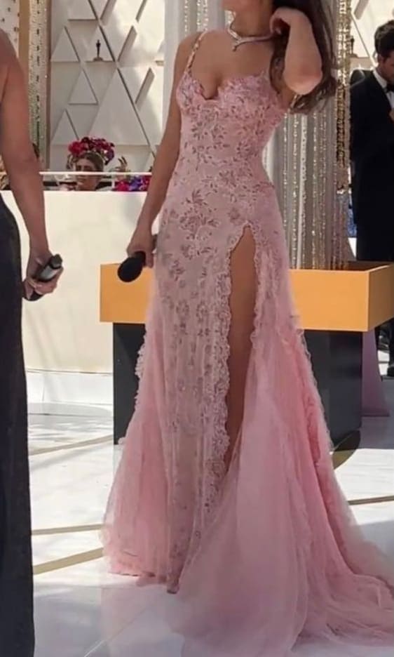 prom dress: pink embroidered 