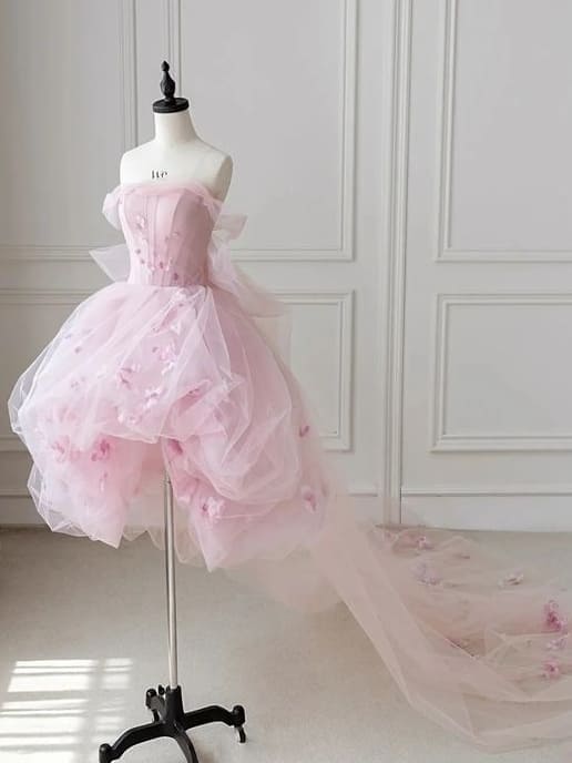 prom dress: baby pink mini chiffon