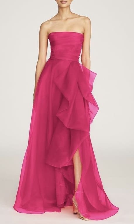 prom dress: dark pink chiffon 