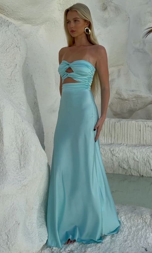 prom dress: aqua blue satin 