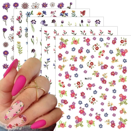 colorful flower nail stickers